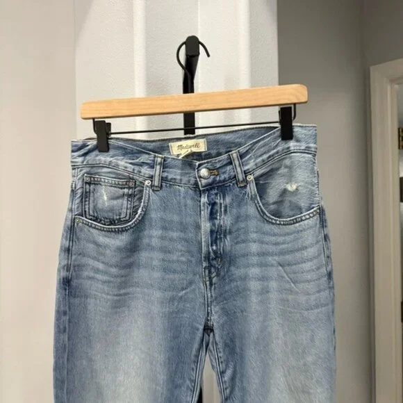 Madewell The Dean Easy Straight Jean Soft Relaxed Blue Size 26 Distressed - Picture 3 of 8